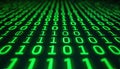 Glowing Binary Code Field in Neon Green Digital Landscape Royalty Free Stock Photo