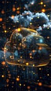Secure Cloud Concept with Binary Code and Padlocks for Data Protection and Cybersecurity Design Royalty Free Stock Photo