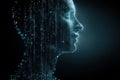 Glowing Binary Code Inside Human Head for Technology and AI Royalty Free Stock Photo