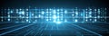 Glowing binary code and pixelated data stream on digital interface for encryption concept. Royalty Free Stock Photo