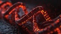 Abstract Binary Code Helix Structure Glows with Digital Fire on Dark Background Royalty Free Stock Photo