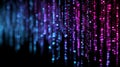 Glowing binary code streams in blue and pink on dark background in digital style. Royalty Free Stock Photo