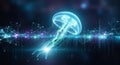 Glowing Bioluminescent Jellyfish in Digital Network Binary Code Royalty Free Stock Photo