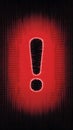 Glowing Black Exclamation Mark With Binary Code on Dark Red Background Royalty Free Stock Photo