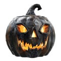 Glowing Black Jack-o\'-Lantern with Cracked Surface Royalty Free Stock Photo