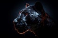 Glowing black panther moon light night. Generate ai