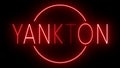 Glowing and blinking red retro neon sign for YANKTON