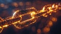 Glowing blockchain chain link representing financial data flow and connectivity