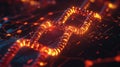 Glowing blockchain chain linking decentralized data network Royalty Free Stock Photo