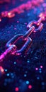 Glowing blockchain concept with neon chains in futuristic digital style, AI Generative