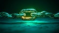 Glowing blockchain security, digital chain protecting data in cyberspace