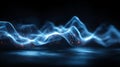 Mesmerizing digital abstract wave visualization showcasing luminous blue energy particles flowing dynamically across a dark Royalty Free Stock Photo