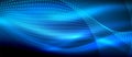 Glowing blue abstract wave on dark, shiny motion, magic space light. Techno abstract background Royalty Free Stock Photo