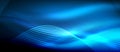 Glowing blue abstract wave on dark, shiny motion, magic space light. Techno abstract background Royalty Free Stock Photo