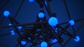 Glowing blue atom grid close-up abstract sci-fi 3D render Royalty Free Stock Photo