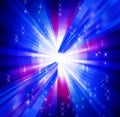 Glowing blue background with rays and stars Royalty Free Stock Photo