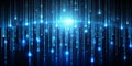 Glowing Blue Binary Code Streams Across Abstract Dark Background Generative AI
