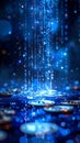 Glowing Blue Binary Code Waterfall Royalty Free Stock Photo