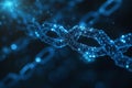 Glowing Blue Blockchain Network Chain Links on Dark Digital Background Representing Technology and Security