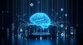Glowing blue brain representing artificial intelligence and cognition Royalty Free Stock Photo
