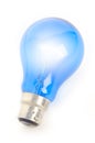 Glowing blue bulb on white