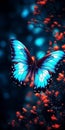 Glowing Blue Butterfly Wallpaper - A Joyful Celebration Of Nature Royalty Free Stock Photo