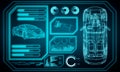 Glowing blue car interface Royalty Free Stock Photo