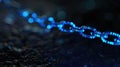 Glowing blue chain of binary links symbolizes data connection or blockchain tech. Dark backdrop. Ai Generated Royalty Free Stock Photo