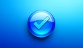 Glowing Blue Check Mark with Sunburst Gradient