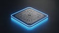Glowing blue circuit board with intricate silver patterns on dark background electronic Royalty Free Stock Photo