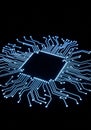 A glowing blue circuit board pattern is set against a black background. The design features Royalty Free Stock Photo