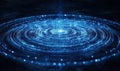 Glowing blue circular light patterns creating mesmerizing cosmic effect Royalty Free Stock Photo