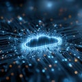 Glowing Blue Cloud Computing Icon With Digital Circuit Connections Royalty Free Stock Photo