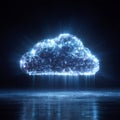 Glowing Blue Cloud Computing Icon With Digital Circuit Connections Royalty Free Stock Photo