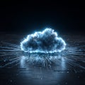 Glowing Blue Cloud Computing Icon With Digital Circuit Technology Royalty Free Stock Photo