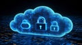 Glowing Blue Cloud Data Security Network Royalty Free Stock Photo