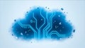 Digital Cloud Symbol Integrated with Circuit-Style Technology Design Royalty Free Stock Photo