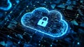 Glowing Blue Cloud Security Network Data Protection Royalty Free Stock Photo