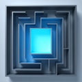Glowing Blue Core in a Complex Maze Royalty Free Stock Photo