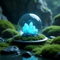 Bioluminescent Orb on Metal Platform Royalty Free Stock Photo