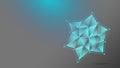 Glowing blue crystal on a gray background. The geometric shape of the polygon. Vector illustration. An abstraction. Royalty Free Stock Photo