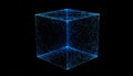 Glowing Blue Cube Abstract Digital Art Royalty Free Stock Photo