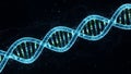 3D DNA Molecule Strand, Helix Structure, Genetic Code, Blue Neon Glow, Science and Technology Royalty Free Stock Photo