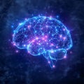 Glowing blue digital brain with neural network connections Royalty Free Stock Photo