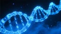 Glowing Blue Digital DNA Helix Representing a Futuristic Biotechnology Concept Royalty Free Stock Photo