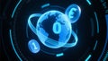 Blue Digital Globe with Global Financial Data Effects Royalty Free Stock Photo