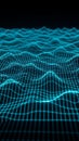 Glowing Blue Digital Grid Waveform on Black Background abstract technology Royalty Free Stock Photo