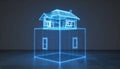 Glowing Blue Digital House Blueprint Royalty Free Stock Photo
