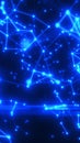 Glowing blue digital network with bright connecting nodes and lines representing technology and communication Royalty Free Stock Photo