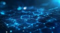 Glowing Blue Digital Network with Hexagonal Grid and Connection Points Structure Royalty Free Stock Photo